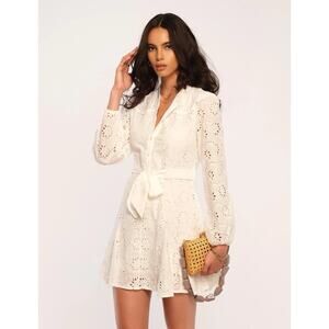 NWT Heartloom Tessa Dress White Lace Eyelet Long Sleeve Mini XL
